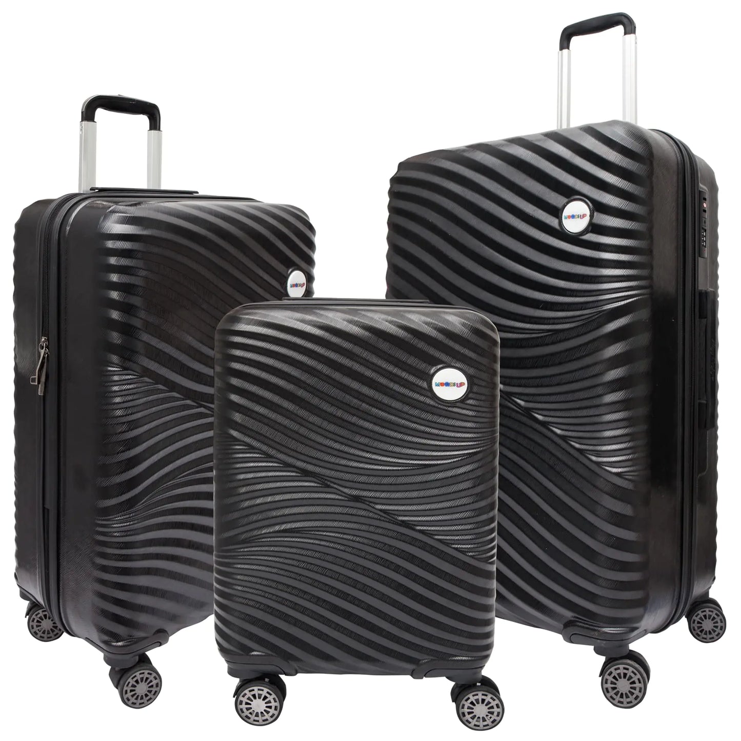 Biggdesign Moods Up Black Luggage Set | 3-Piece, Durable